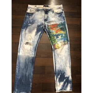 Rare Design Vintage Akoo Bleach Sukajan Baggy Jeans With Graphic